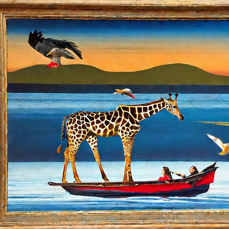 Girafe et barque