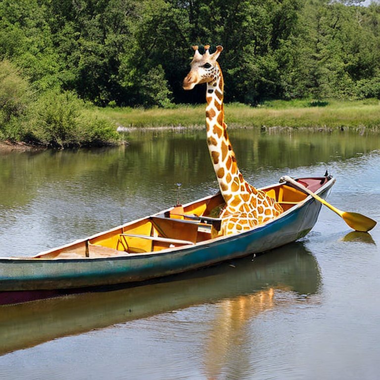 Girafe et barque